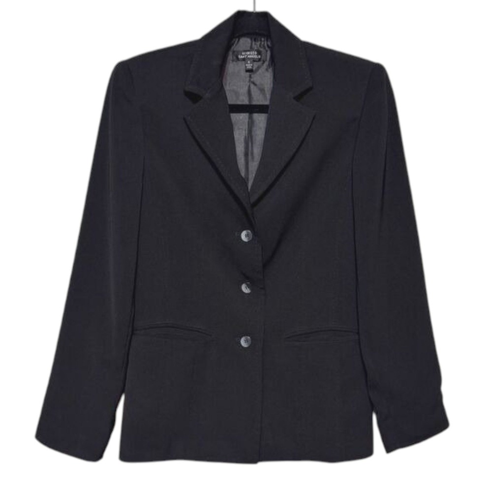 Giorgio Sant'Angelo Dark Academia Power Blazer Womens 6 Tailored Minimalist Chic